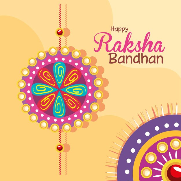 Vector happy raksha bandhan poster with wristband