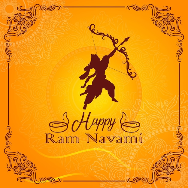 Vector happy ram navami cultural banner hindu festival vertical banner post celebration card ram navami