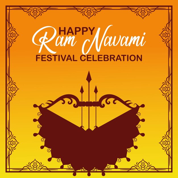 Vector happy ram navami cultural banner hindu festival vertical post wishes celebration card ram navami cel