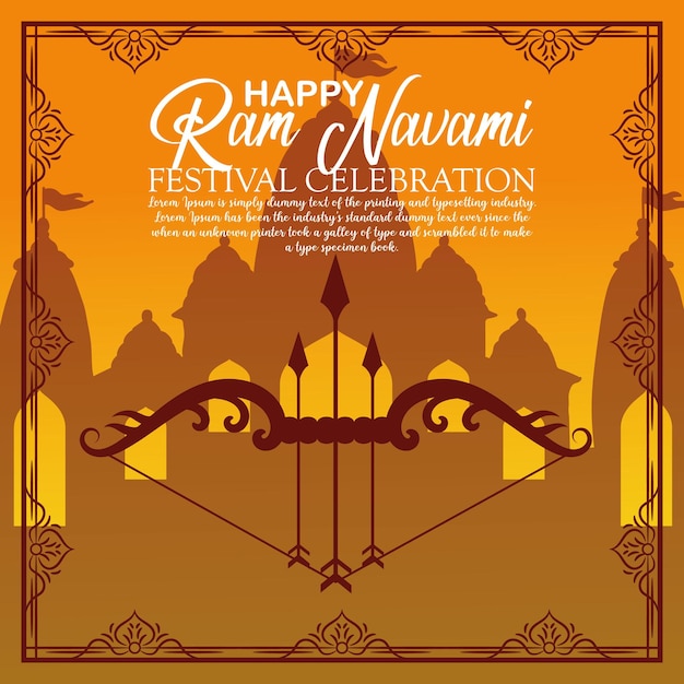 Vector happy ram navami cultural banner hindu festival vertical post wishes celebration card ram navami