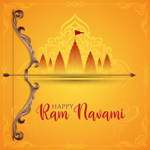 Vector happy ram navami cultural hindu festival wishes celebration card vector