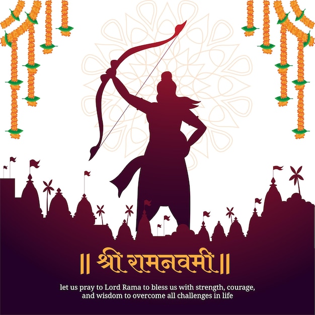 happy ram navami hindu festival greeting vector