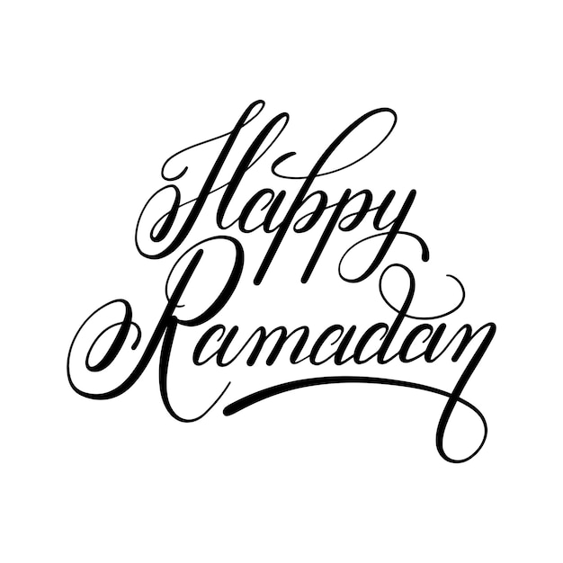 Happy Ramadan calligraphy handwritten lettering inscription to islamic holiday design