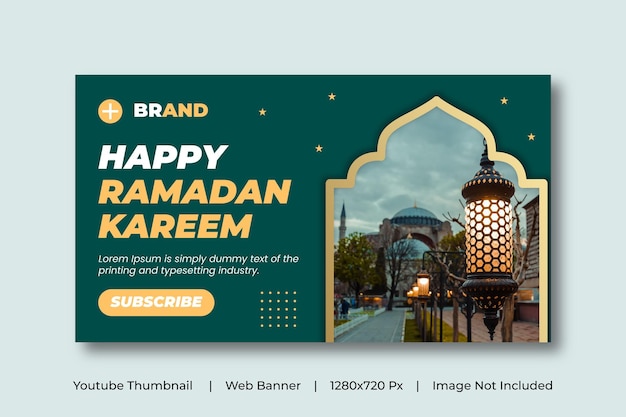 Happy ramadan kareen youtube thumbnail or web banner template