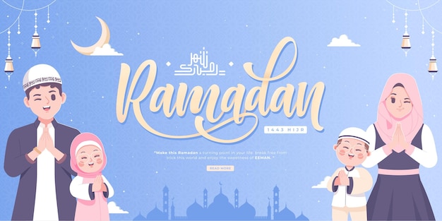 happy ramadan mubarak banner template design