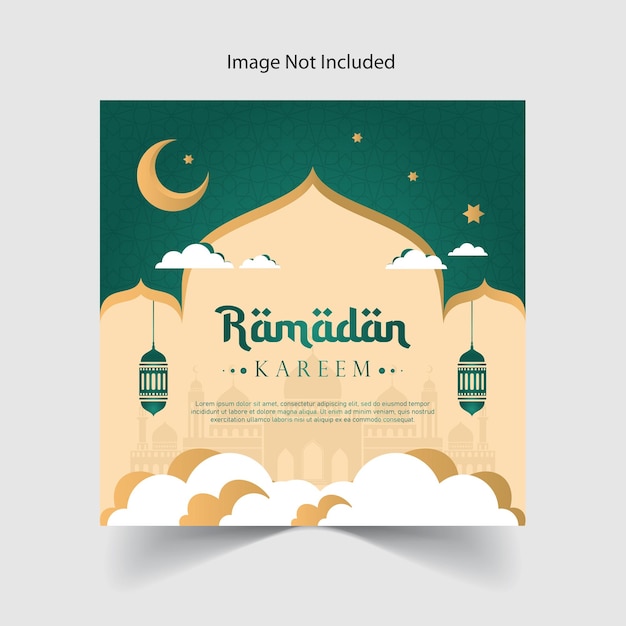 Happy ramadan web banner template design background moon with realistic ramadan lamp or lantern