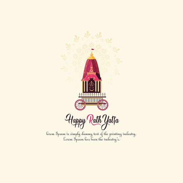 Happy Rath Yatra holiday background celebration for Lord Jagannath Balabhadra and Subhadra