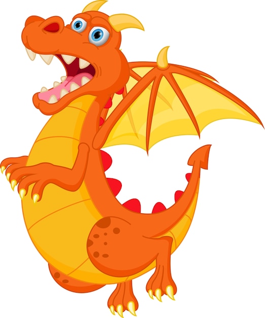 Happy red dragon cartoon