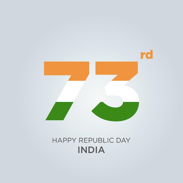 Happy Republic Day India Design. Number 73 made of the Indian Flag.