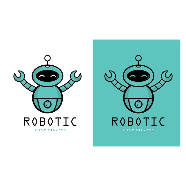 happy robot logo design template