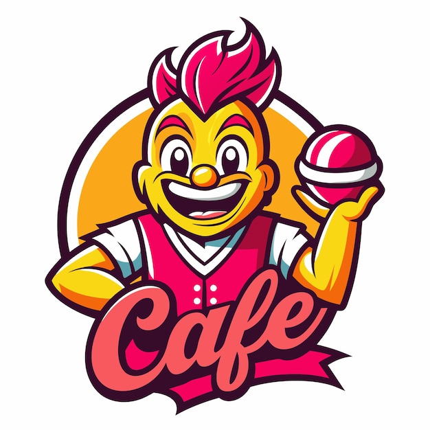 Happy Rooster Cafe Mascot Logo