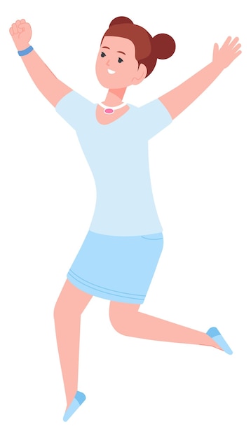 Happy running girl Joyful active kid character