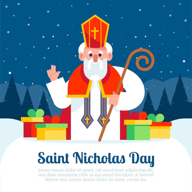 Happy saint nicholas day flat design