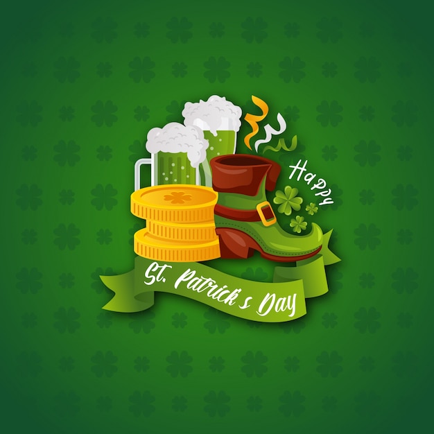 Vector happy saint patrick's day greeting card illustration template 