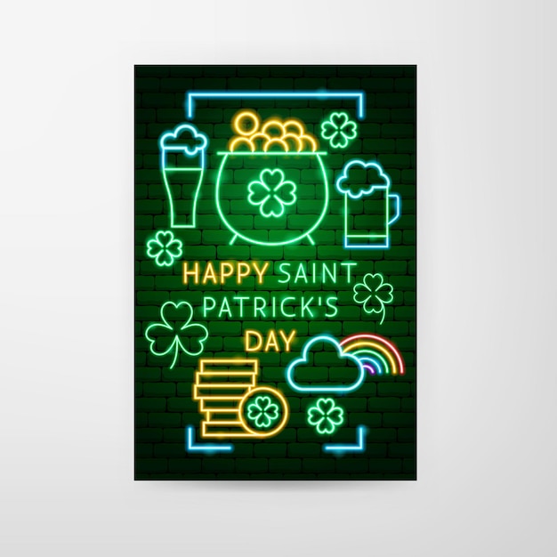 Happy Saint Patrick's Day Neon Flyer