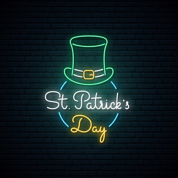 Happy Saint Patrick's Day neon sign. 