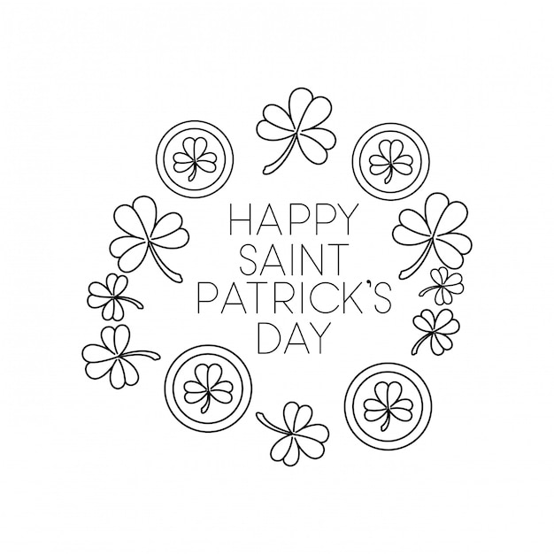 Happy saint patricks day label with clover icons