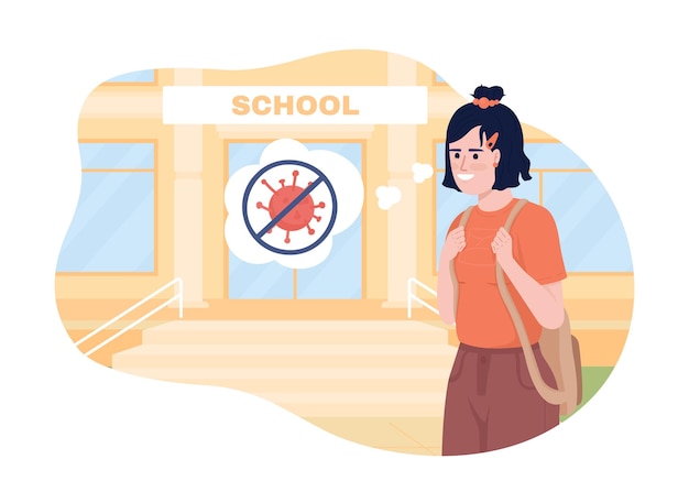 Happy school life after covid 2D vector isolated illustration