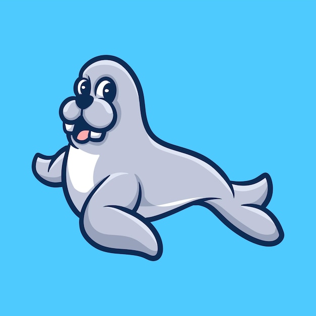 Happy Seal Creative Cartoon Illustration