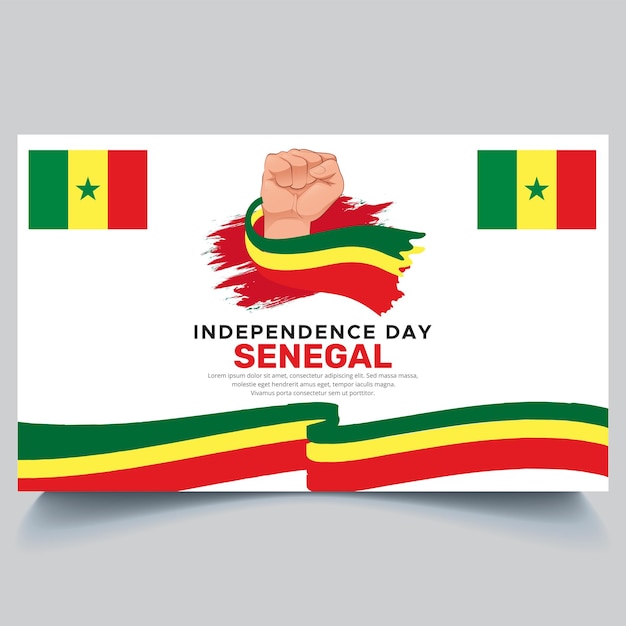 Happy Senegal independence Day Banner and hand flag design vector