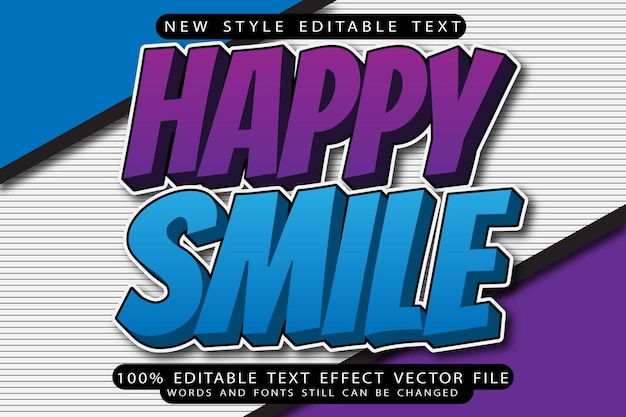 happy smile editable text effect for illustrator