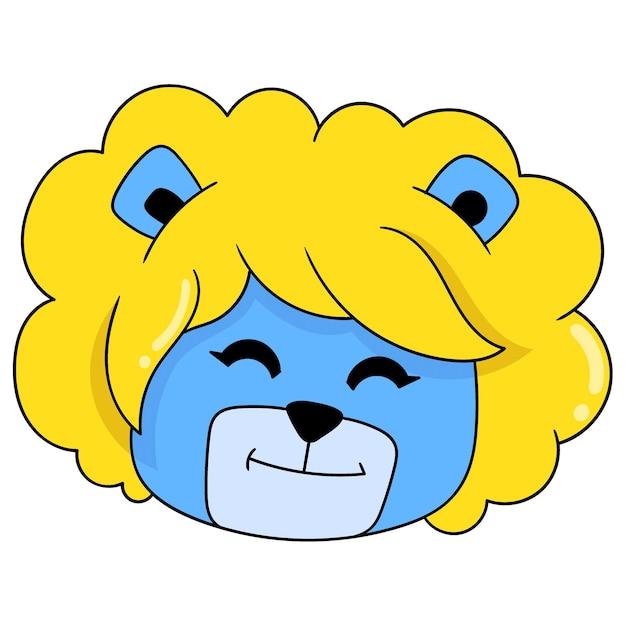 Happy smiling blonde haired bear head doodle icon drawing