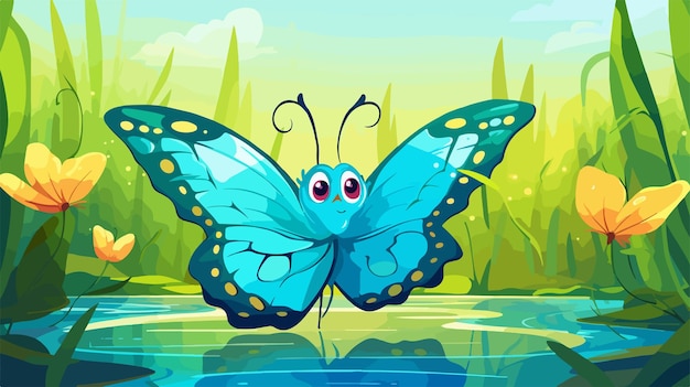 Vector happy smiling butterfly cartoon vector illustration