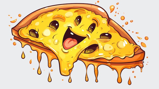 Happy and Smiling Cartoon Pizza Slice Character with Joyful Expression