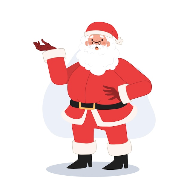 Happy smiling Santa claus is giving some advicem santa claus is speaking flat Vector cartoon character illustration