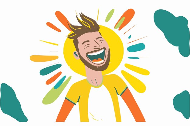 Vector happy smiling success man cheerful joyful young guy boy portrait