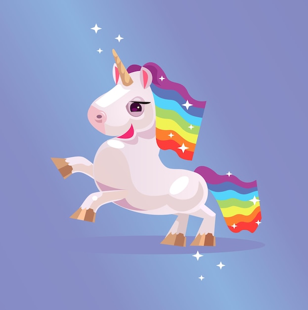 happy smiling unicorn character mascot flat cartoon isolated illustration