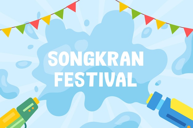 Happy songkran festival design water gun