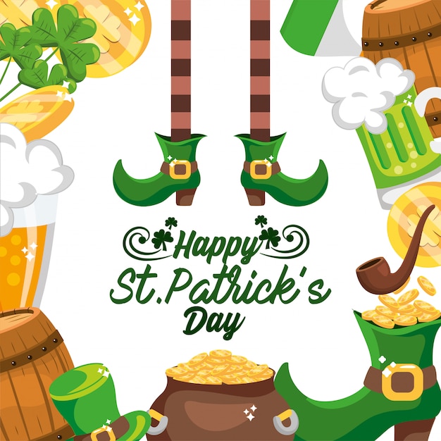 Happy st patrick sticker with event decoration