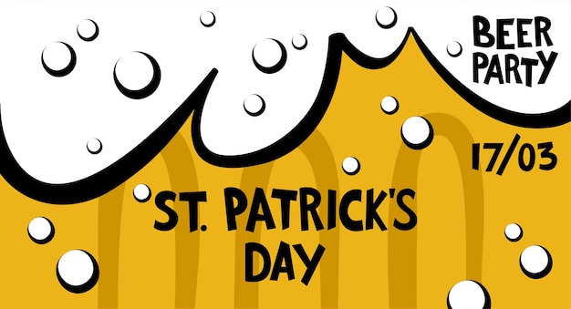 Happy St Patricks Day banner  Illustration of a beer mug with lettering St Patricks Day Vector illustration Beer party