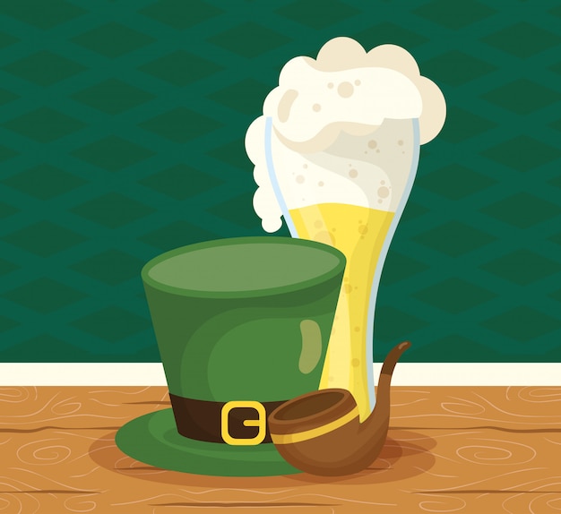 Happy st patricks day illustration with leprechaun hat