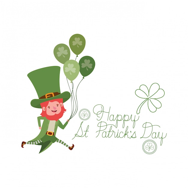 Happy st patricks day label with leprechaun character