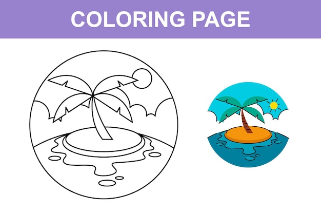 Happy summer beach holiday coloring page for kids activity