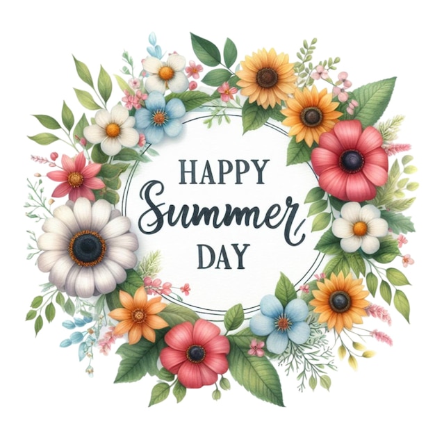 Vector happy summer day floral bouquets