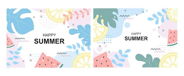 Happy Summer Time in Beach Illustration Background