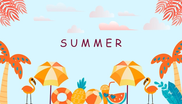 happy summer time vector illustration template for social media poster and banner