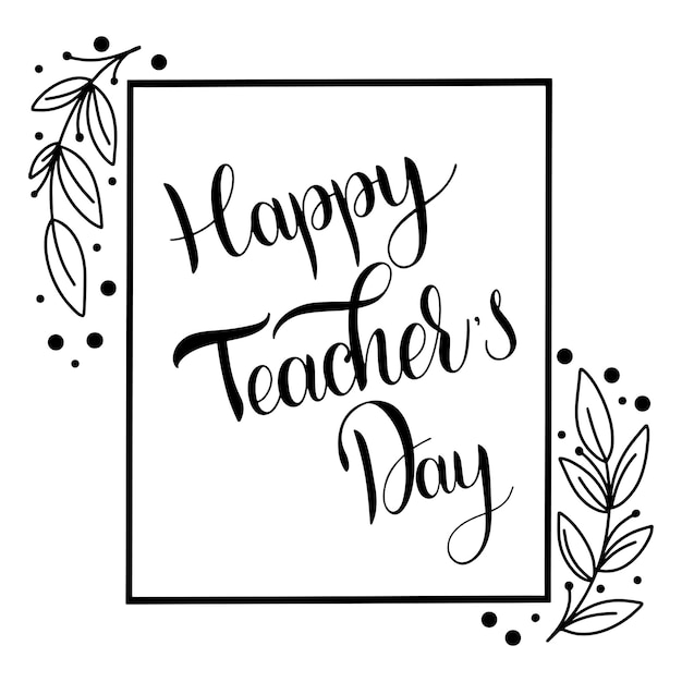 Vector happy teacher day lettering. elements for invitations, posters, greeting cards. seasons greetings