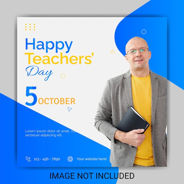 Happy teacher day social media post template premium vector