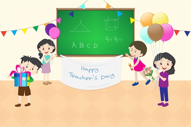 Happy Teacher's Day celebration vector