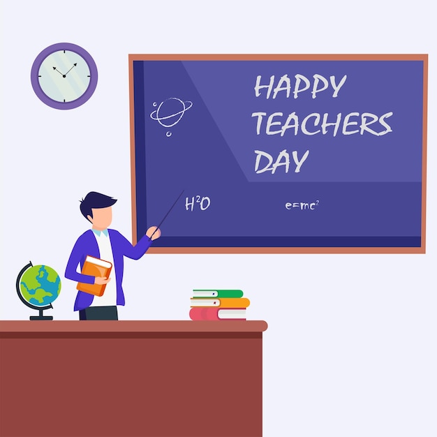 Happy teacher's day education concept Flat vector template Style Suitable for Web Landing Page