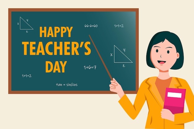 Happy teacher's day illustration with board