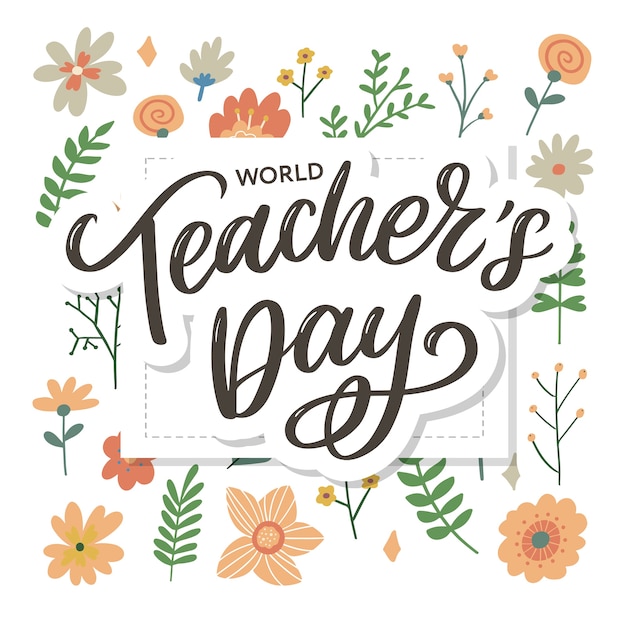 Happy Teacher's day inscription. Greeting  Hand drawn lettering