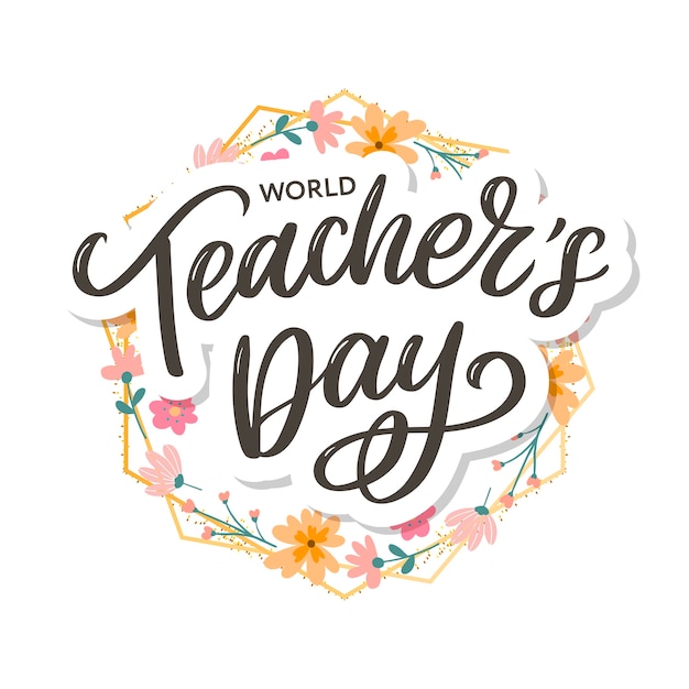 Happy Teacher's day inscription.Hand drawn lettering.