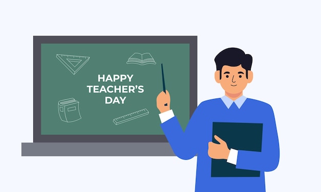 Happy teacher's day poster background concept vector illustration