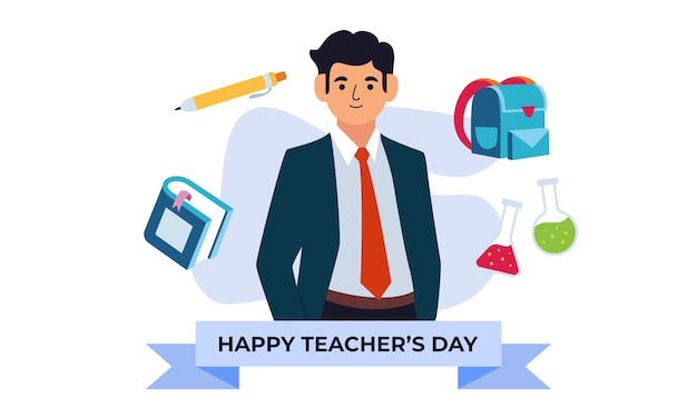 Happy teacher's day poster background concept vector illustration