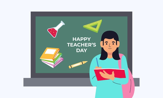 Happy teacher's day poster background concept vector illustration